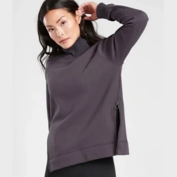 Athleta Tops - ATHLETA Cozy Karma Purple Side Zip Funnel Neck Mock Neck Sweatshirt Sz Small S